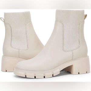 Cream Chelsea boots